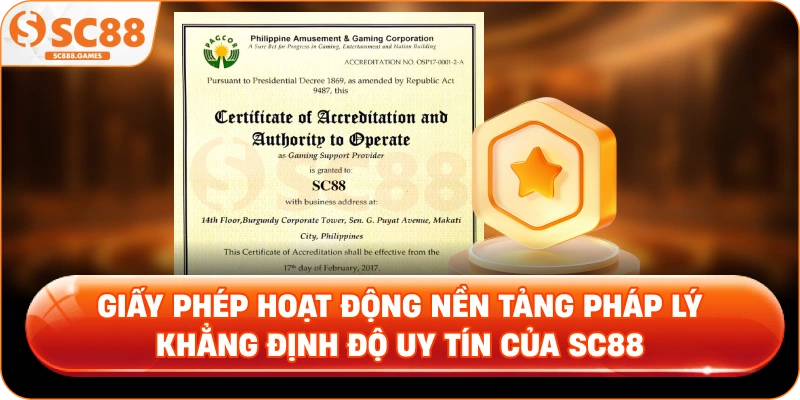 Giấy phép hoạt động Nền tảng pháp lý khẳng định độ uy tín của SC88